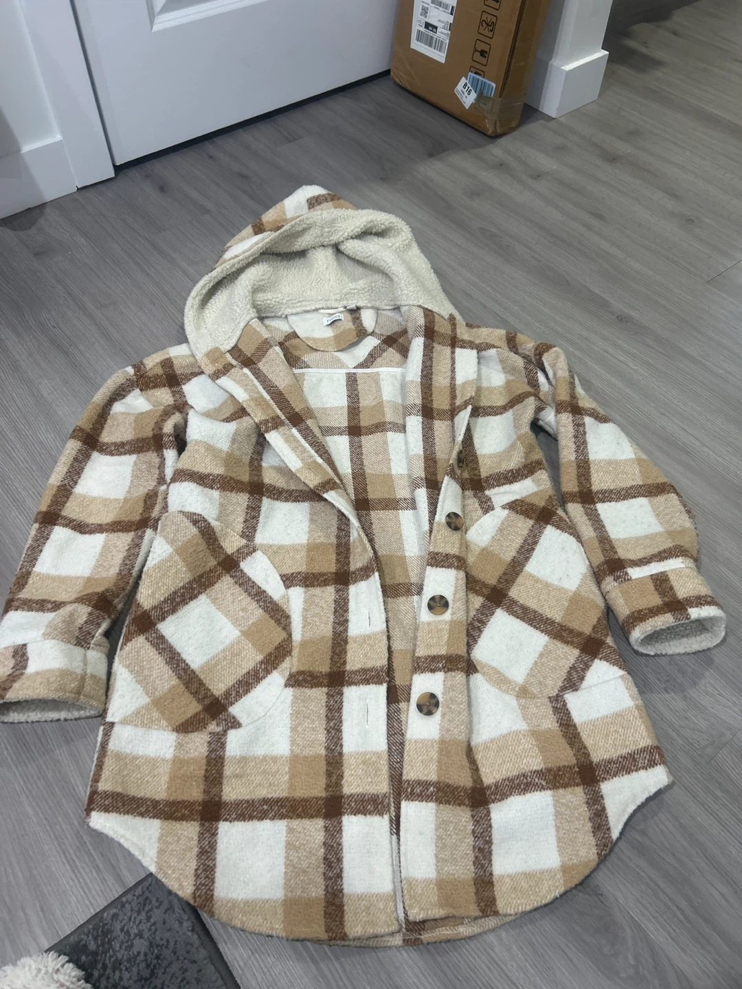 NOA Plaid Sherpa Lined Hooded Jacket - Medium