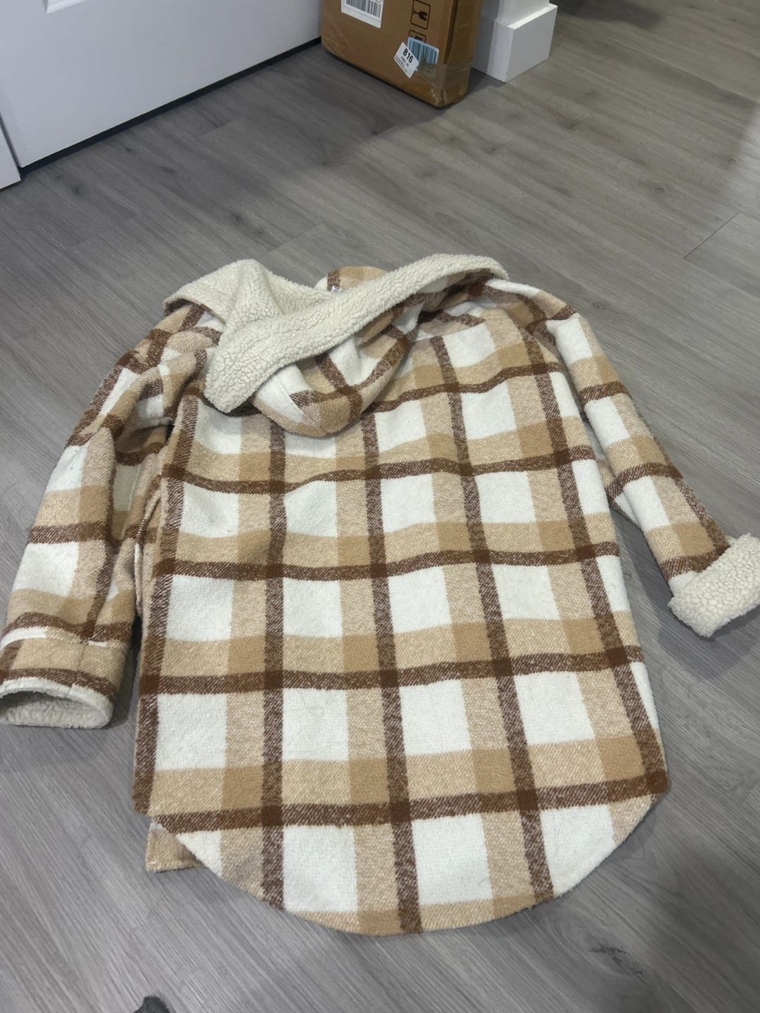 NOA Plaid Sherpa Lined Hooded Jacket - Medium - photo 3