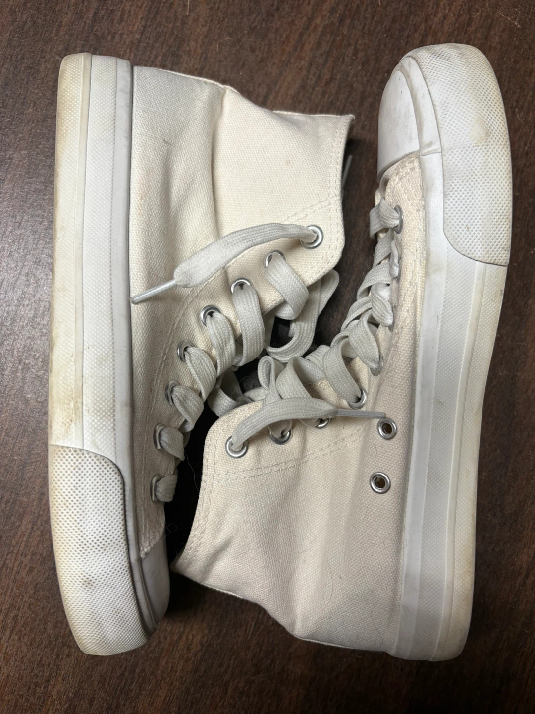 White Canvas High-Top Sneakers - Size 37 - photo 2