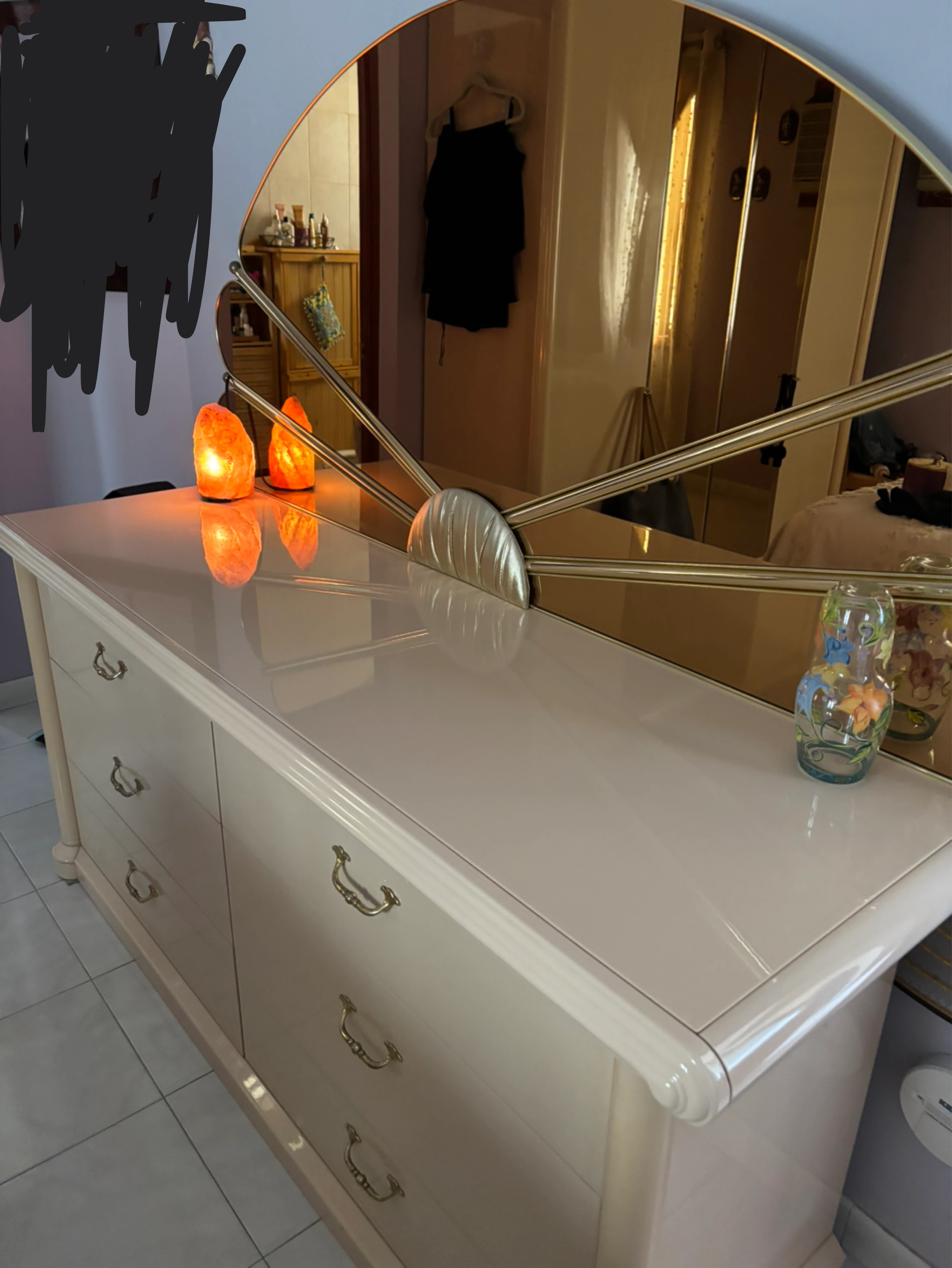 Cream Dresser with Mirror