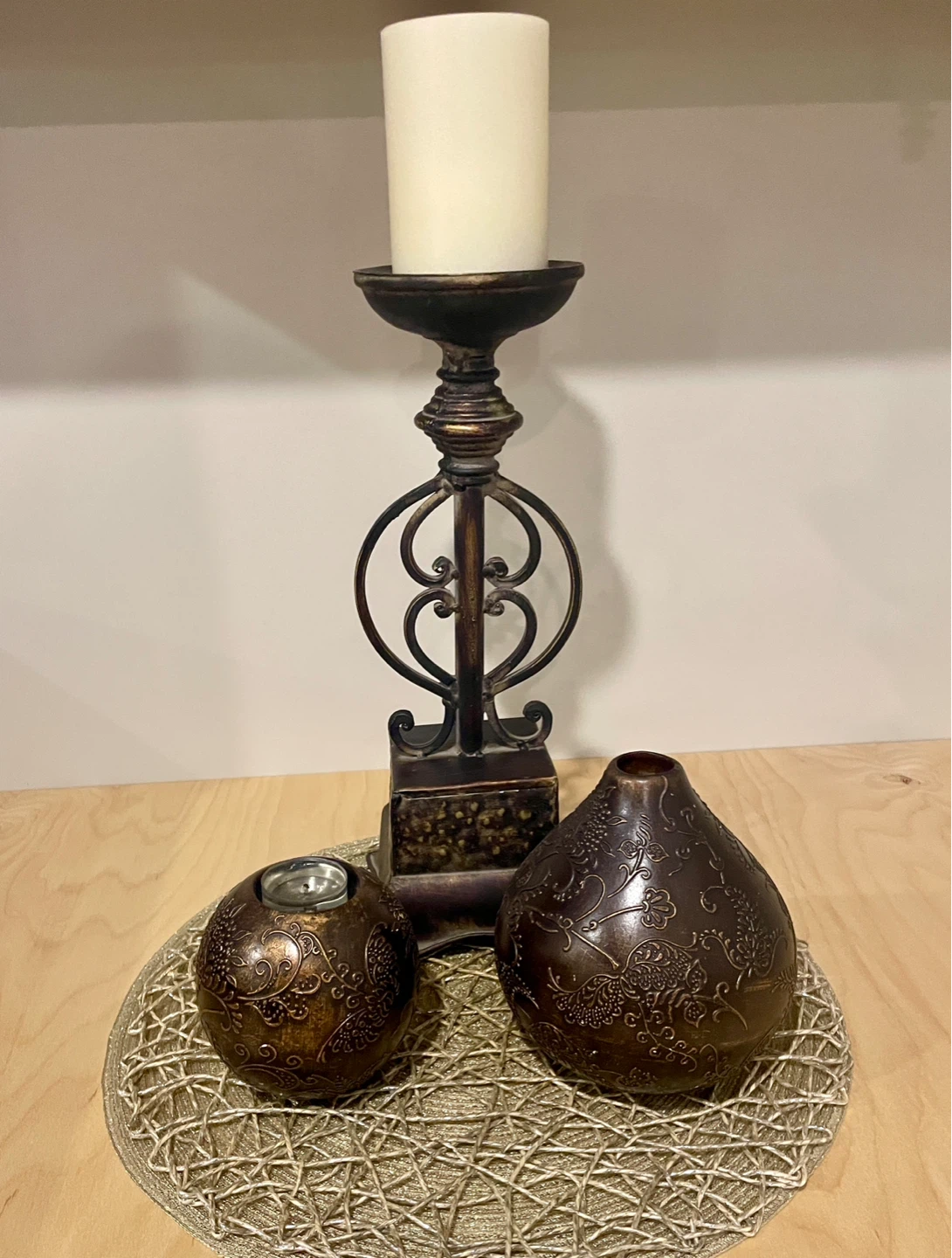 3 piece Candle Holder with Vase and Tealight Holder Set - photo 2