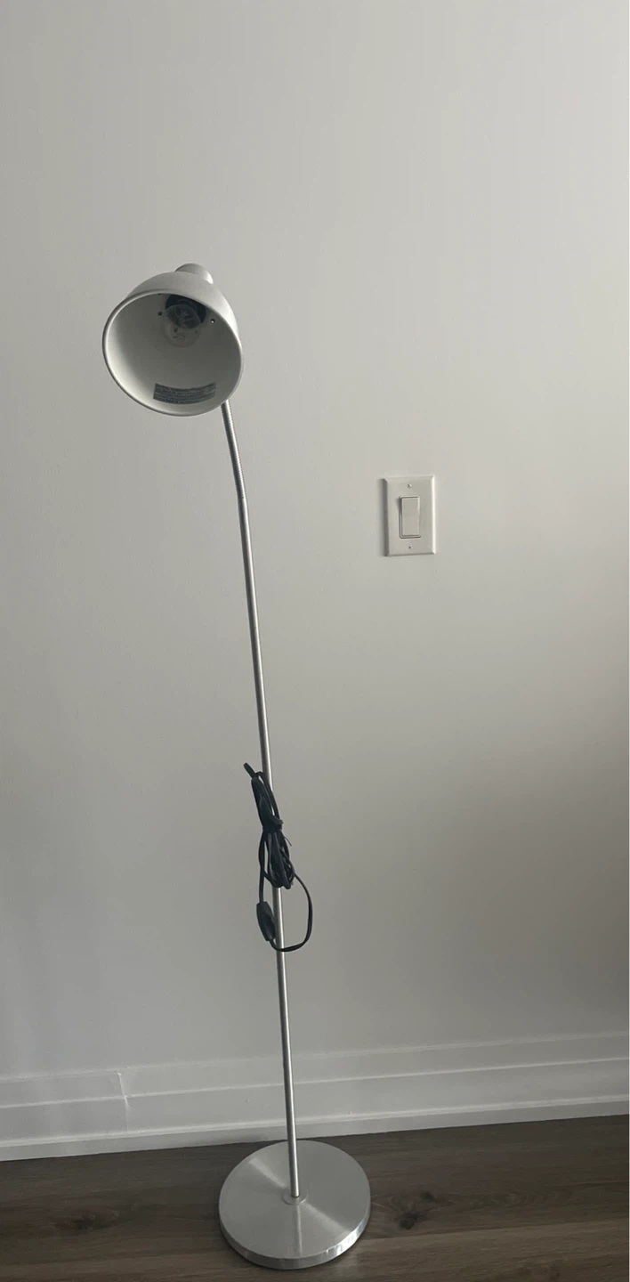 Silver Floor Lamp with Adjustable Neck