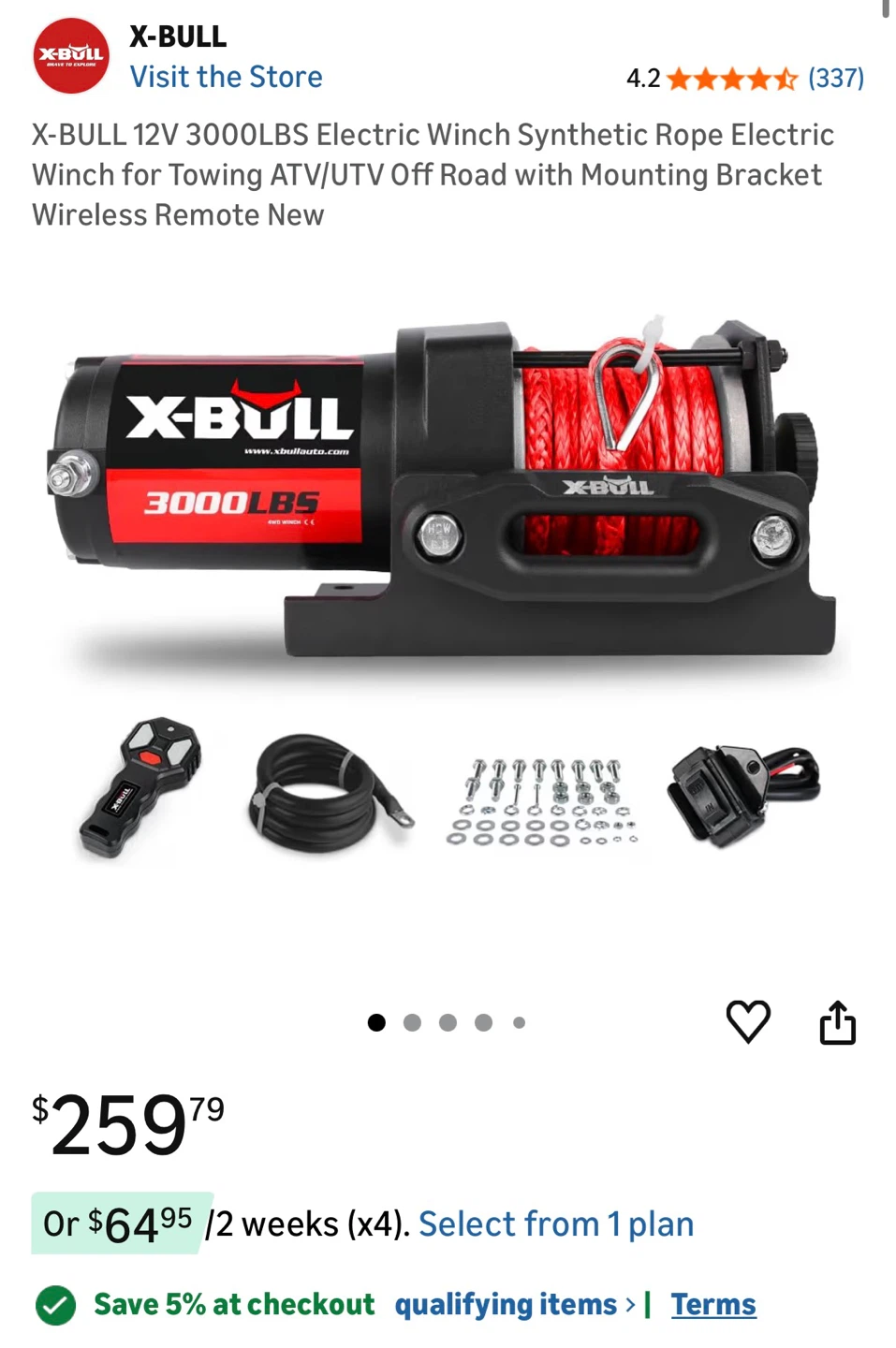 X-BULL 12V 3000LBS Electric Winch Synthetic Rope