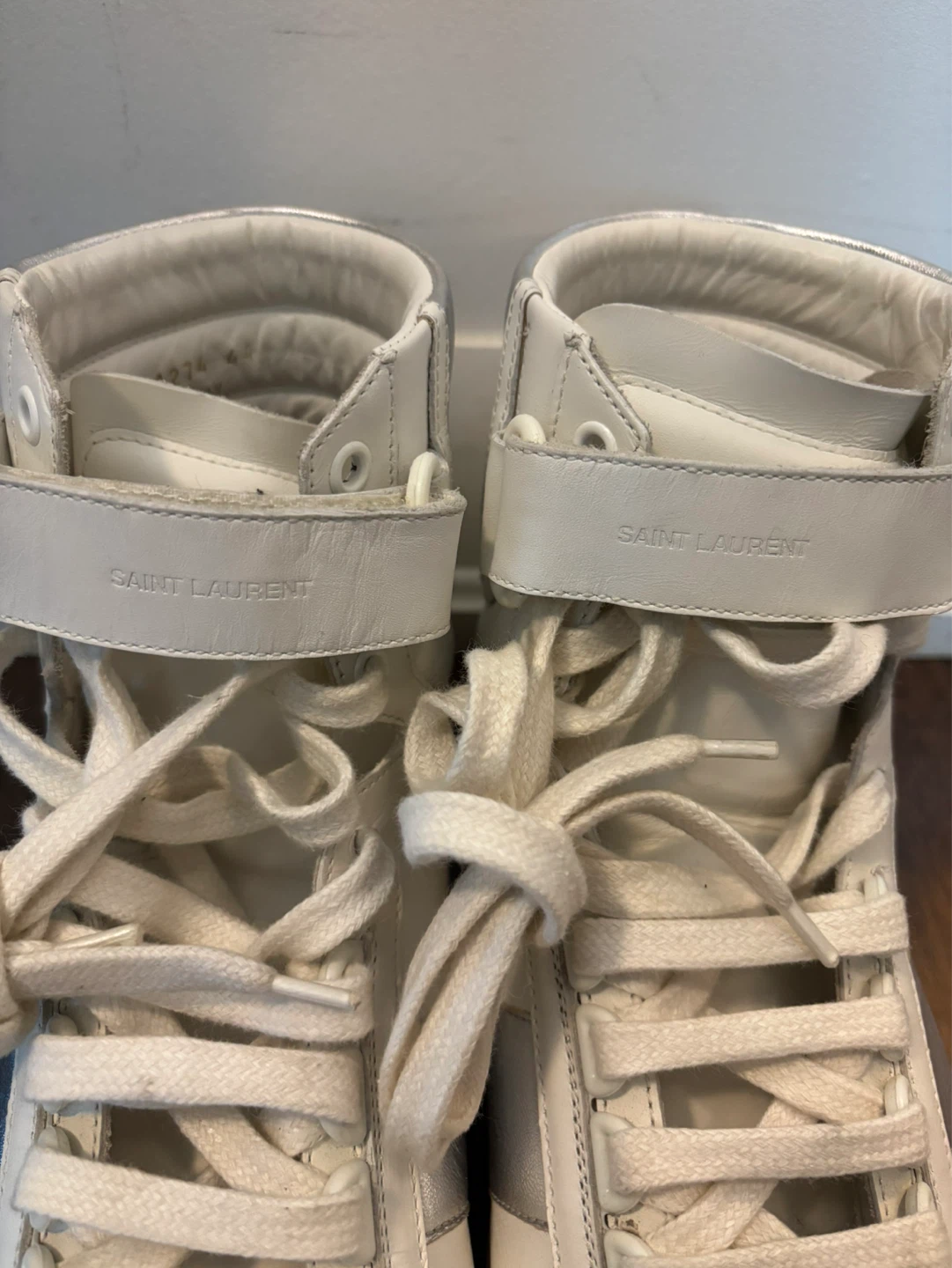 Saint Laurent White Leather High Top Sneakers - photo 2