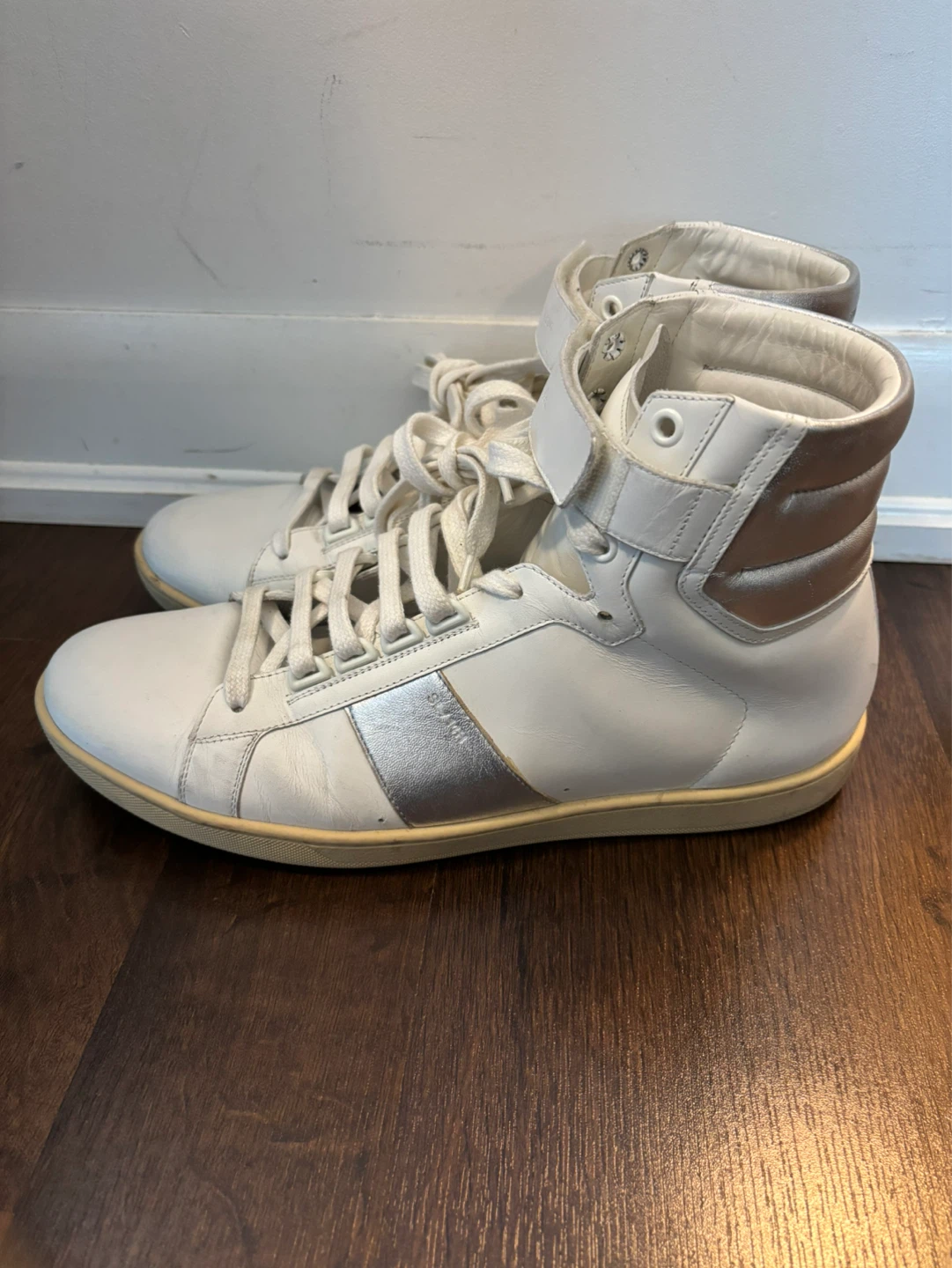 Saint Laurent White Leather High Top Sneakers - photo 4