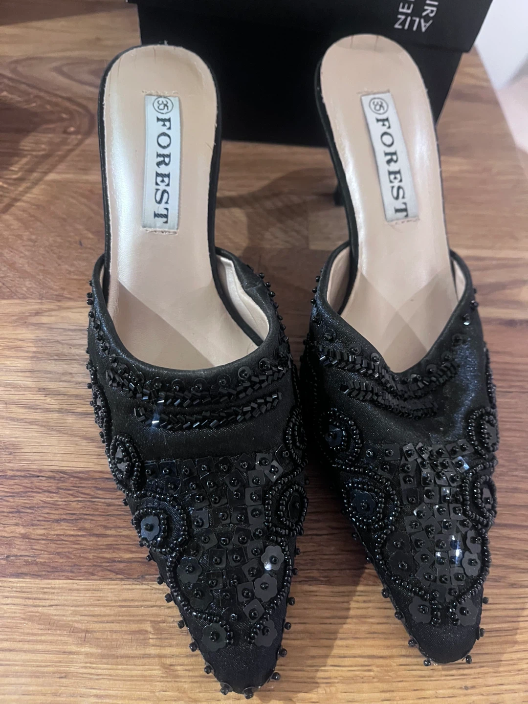 FOREST Black Beaded Mules Size 35 - photo 2