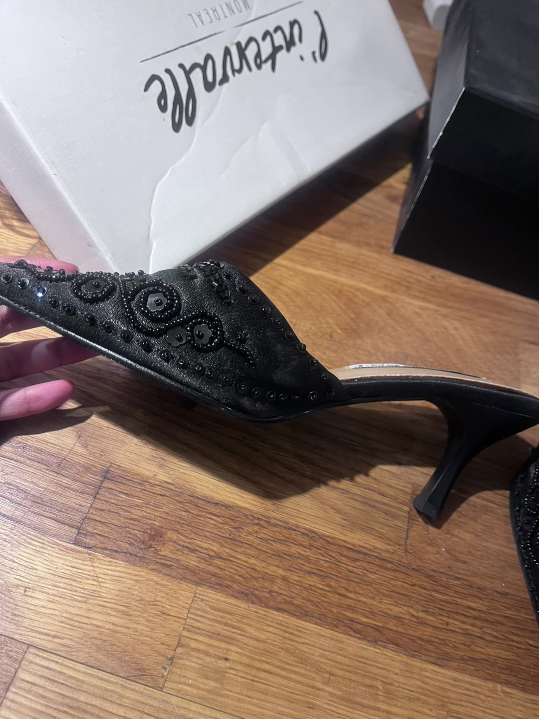 FOREST Black Beaded Mules Size 35 - photo 3