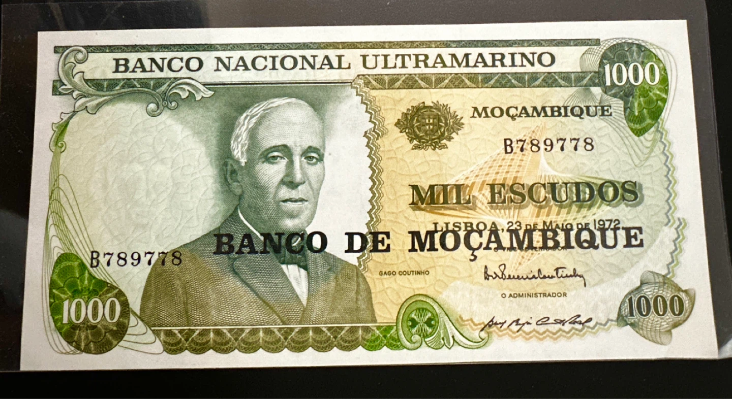 1972 Banco Nacional Ultramarino 1000 Mil Escudos Banknote