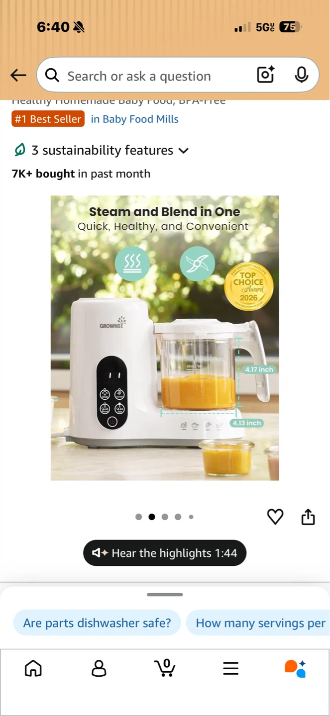 Growns 1 Baby Food Maker Steamer and Blender - photo 2