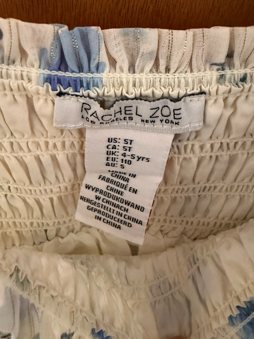 Rachel Zoe Girls' 5T Dress Blue Floral Smocked Short Sleeve - photo 2