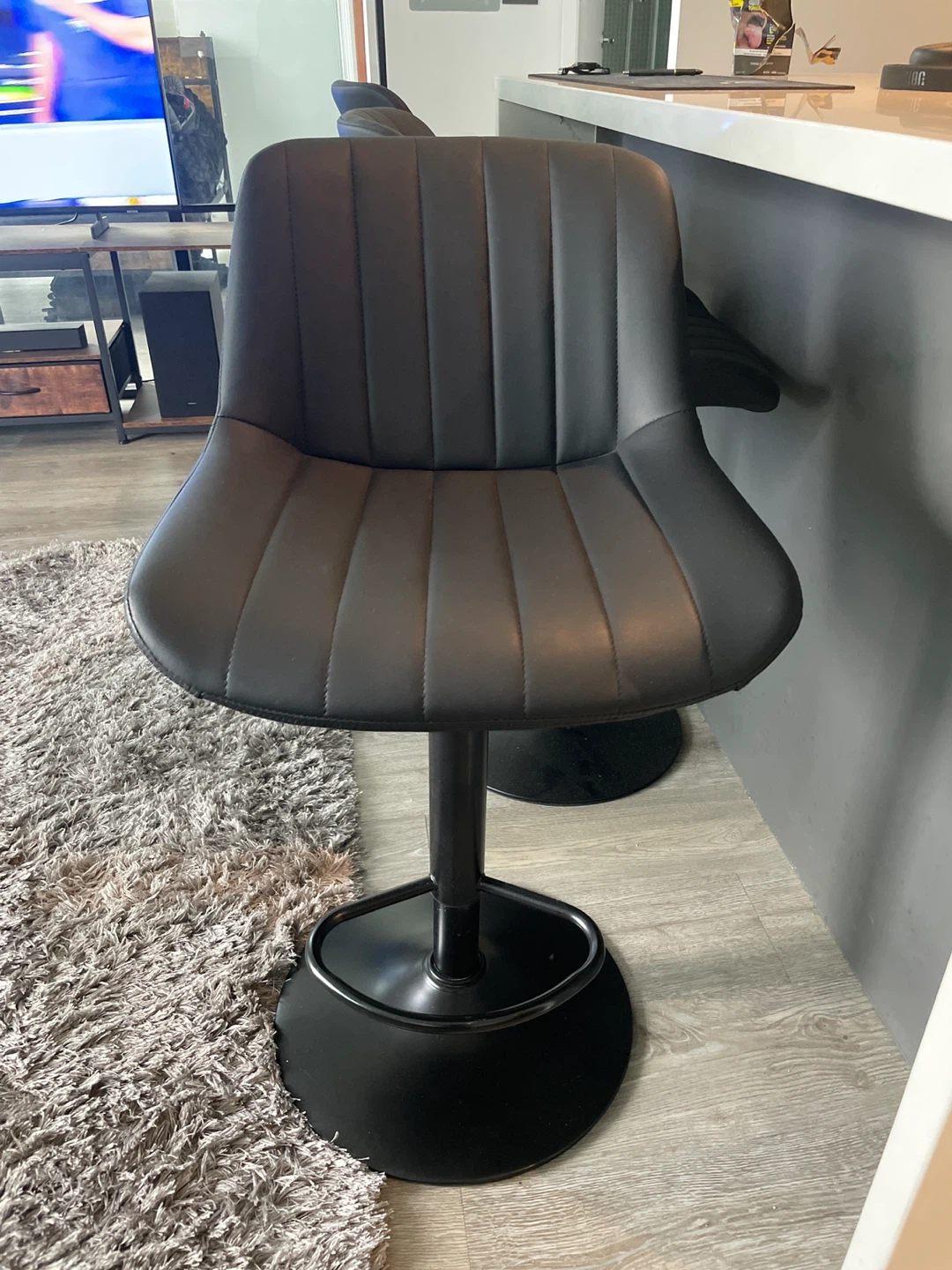 Black Faux Leather Bar Stools (Set of 3)