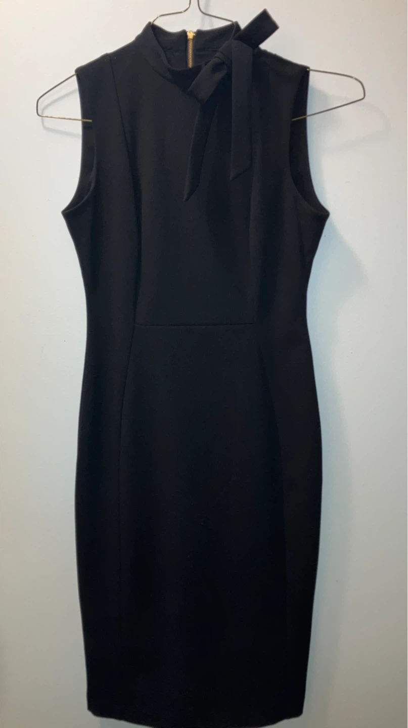 Calvin Klein Black Sleeveless Dress with Bow Detail Size 2