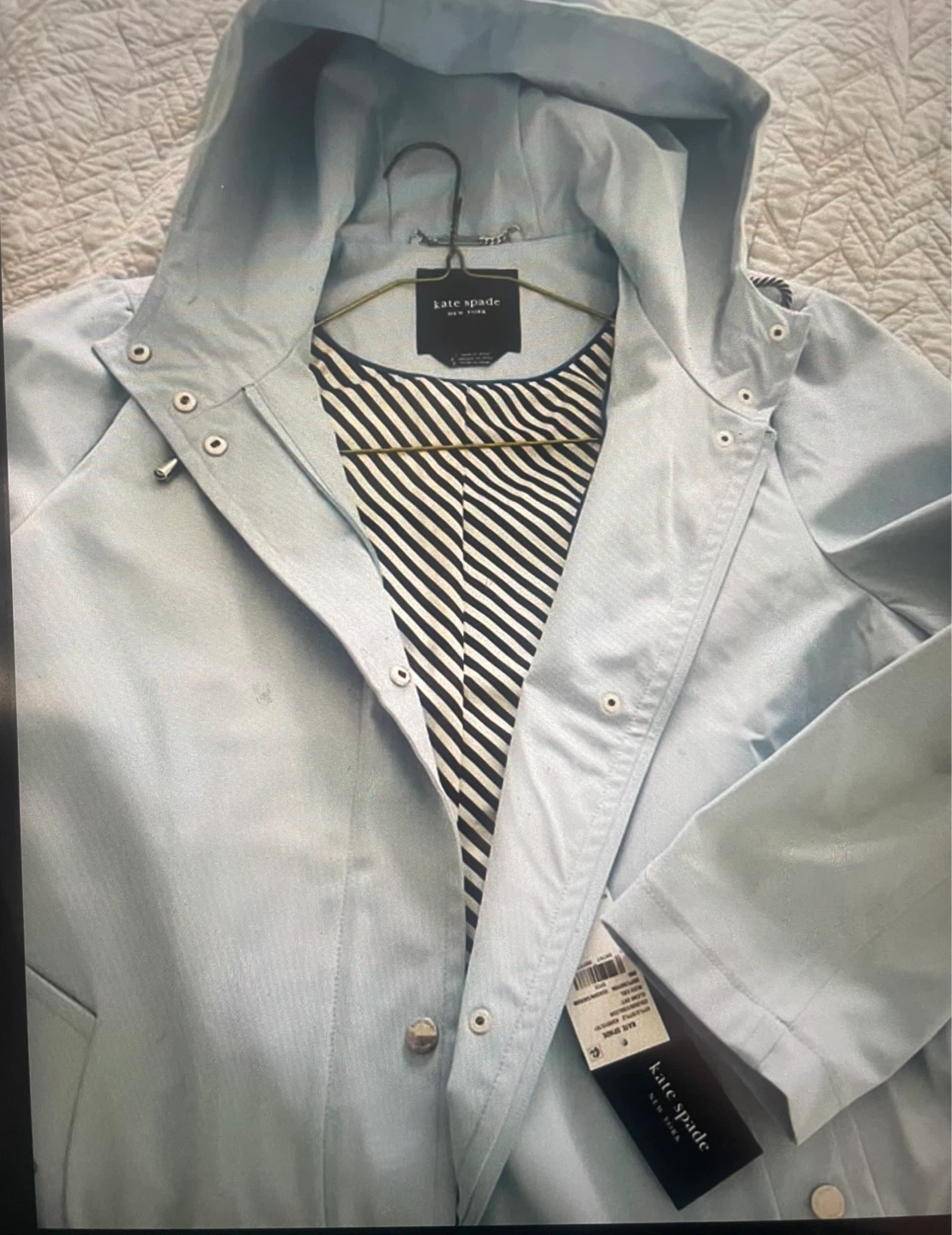 Kate Spade Light Blue Hooded Rain Jacket - Size L - photo 3