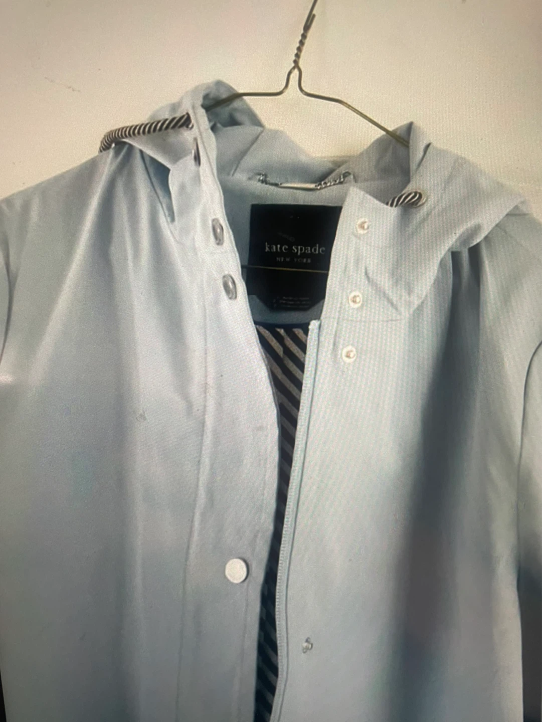 Kate Spade Light Blue Hooded Rain Jacket - Size L - photo 2
