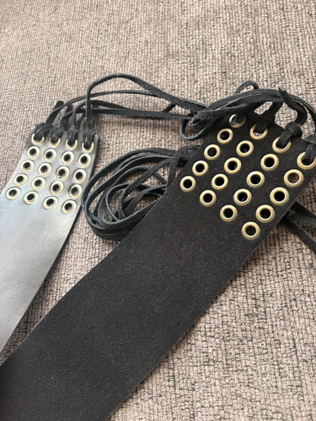 Black Leather Corset Belt with Eyelets and Lacing - photo 2