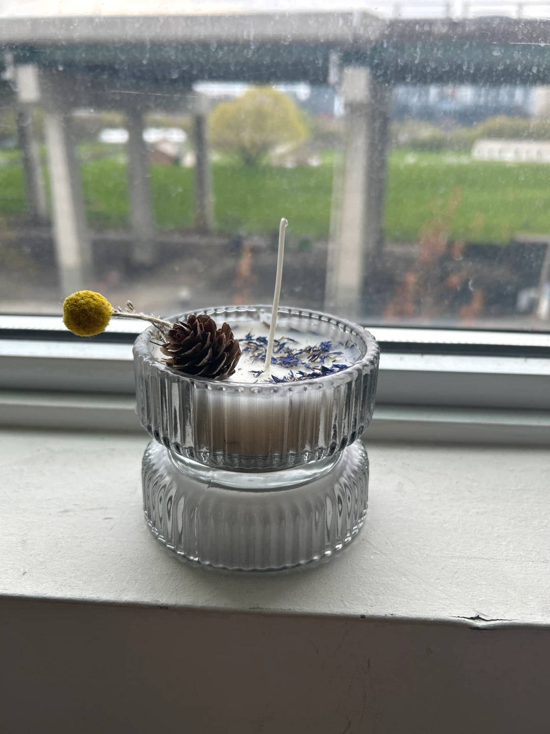 Decorative Scented Candle with Pinecone and Dried Flowers - photo 2