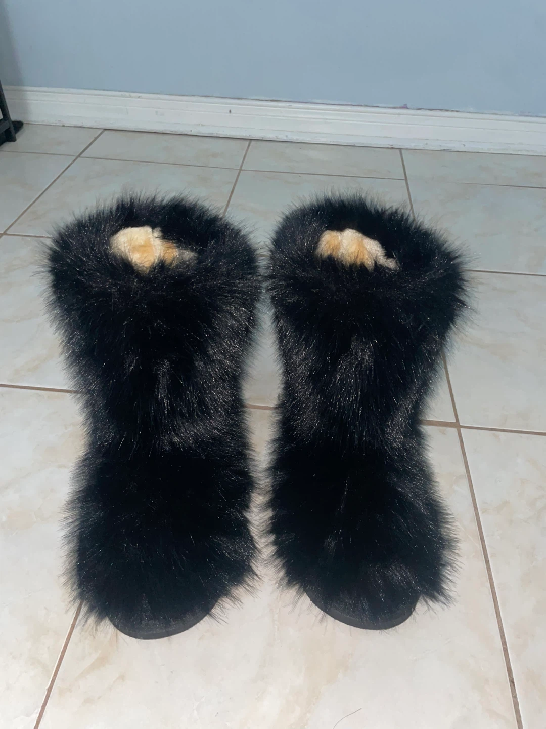 Black Faux Fur Boots