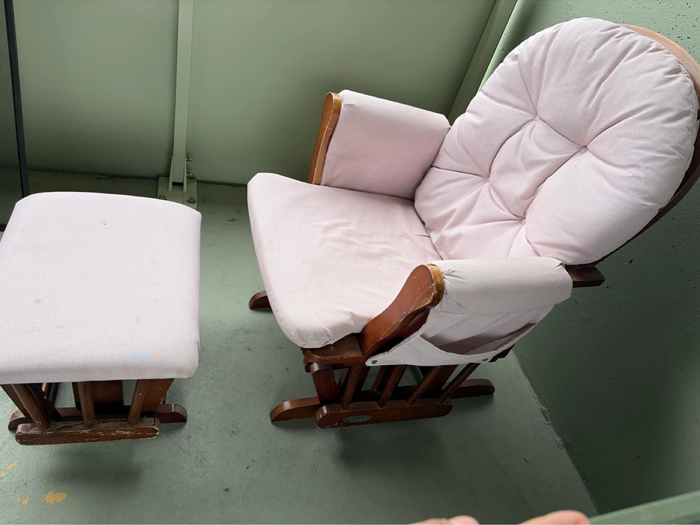 Beige Glider Rocking Chair with Ottoman - photo 5