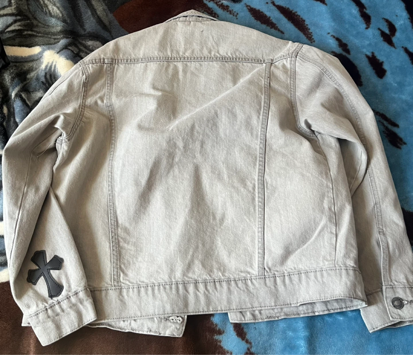 Grey Denim Jacket with Cross Embellishments - photo 2