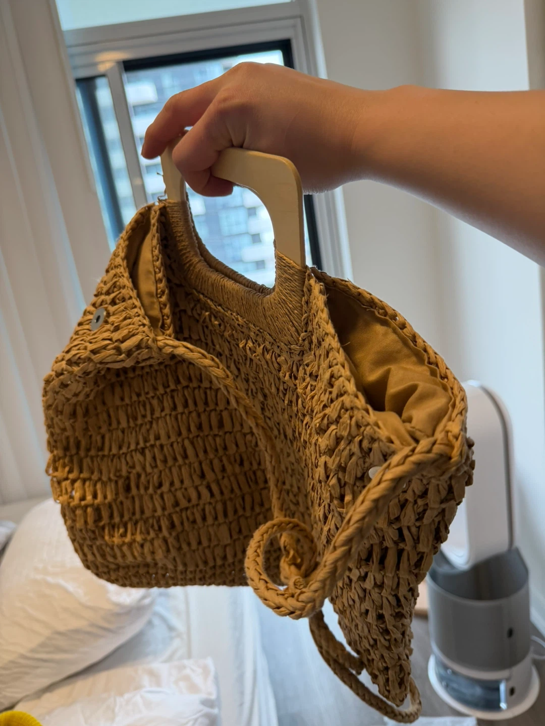 Straw Tote Bag with Wooden Handles - photo 2