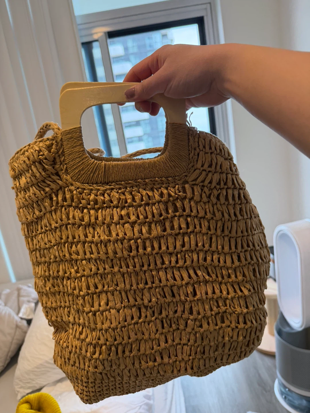 Straw Tote Bag with Wooden Handles - photo 3