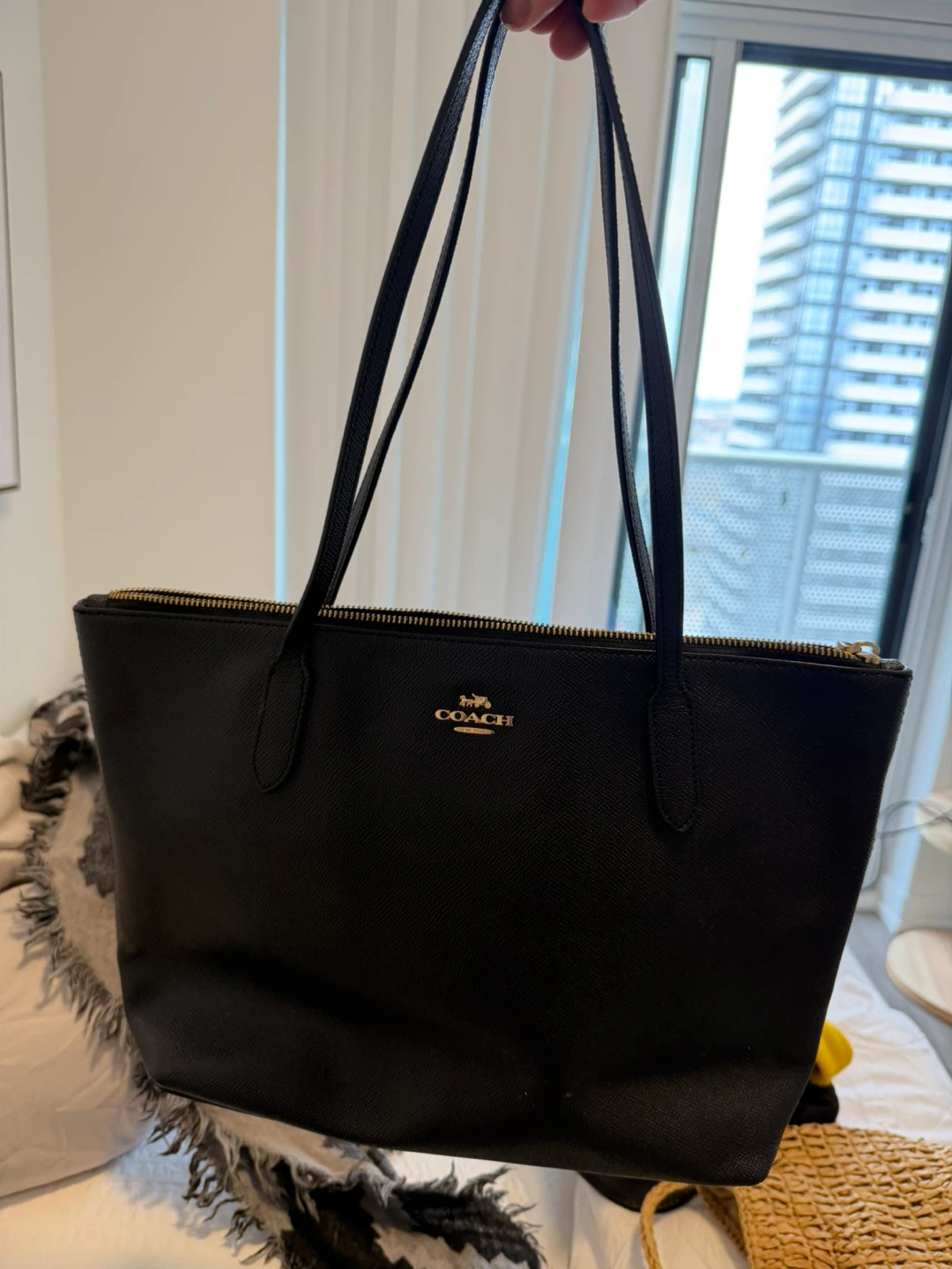 Coach Black Leather Tote Bag