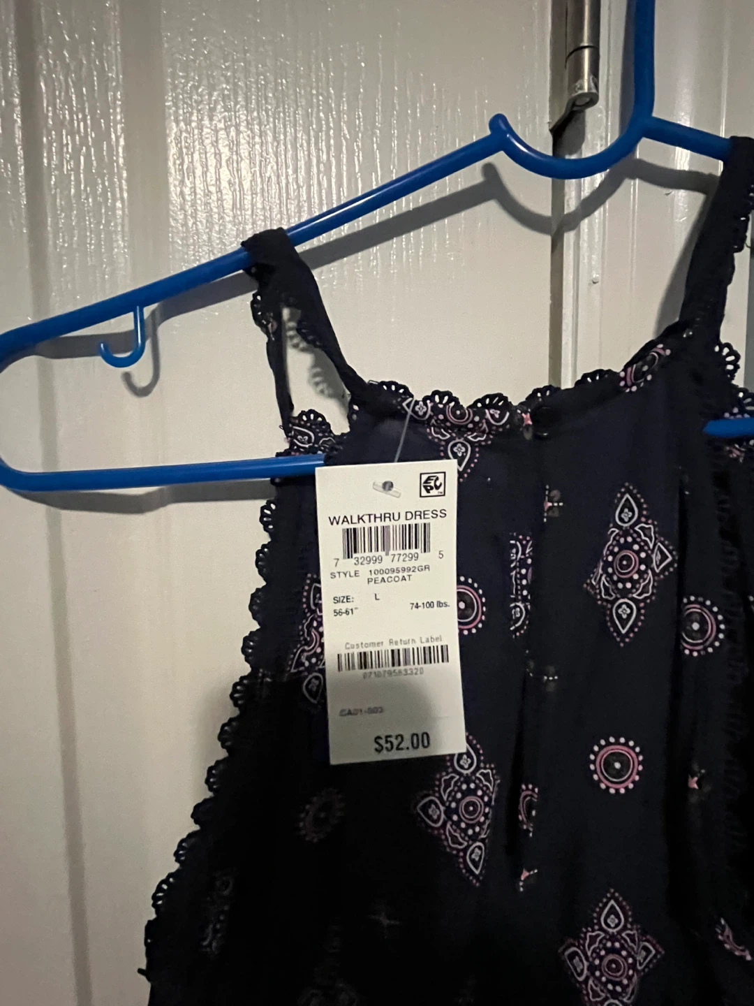 Navy Blue Patterned Walkthru Dress - Size L - photo 5