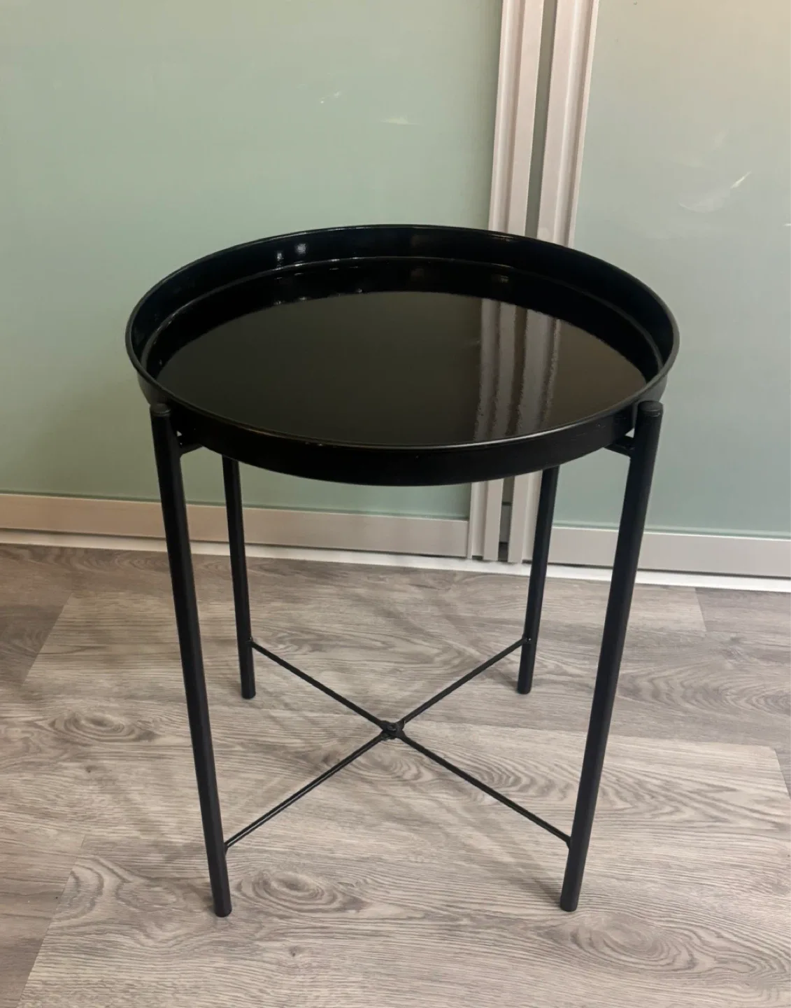 NEEDS TO GO!: Black Round Metal Side Table