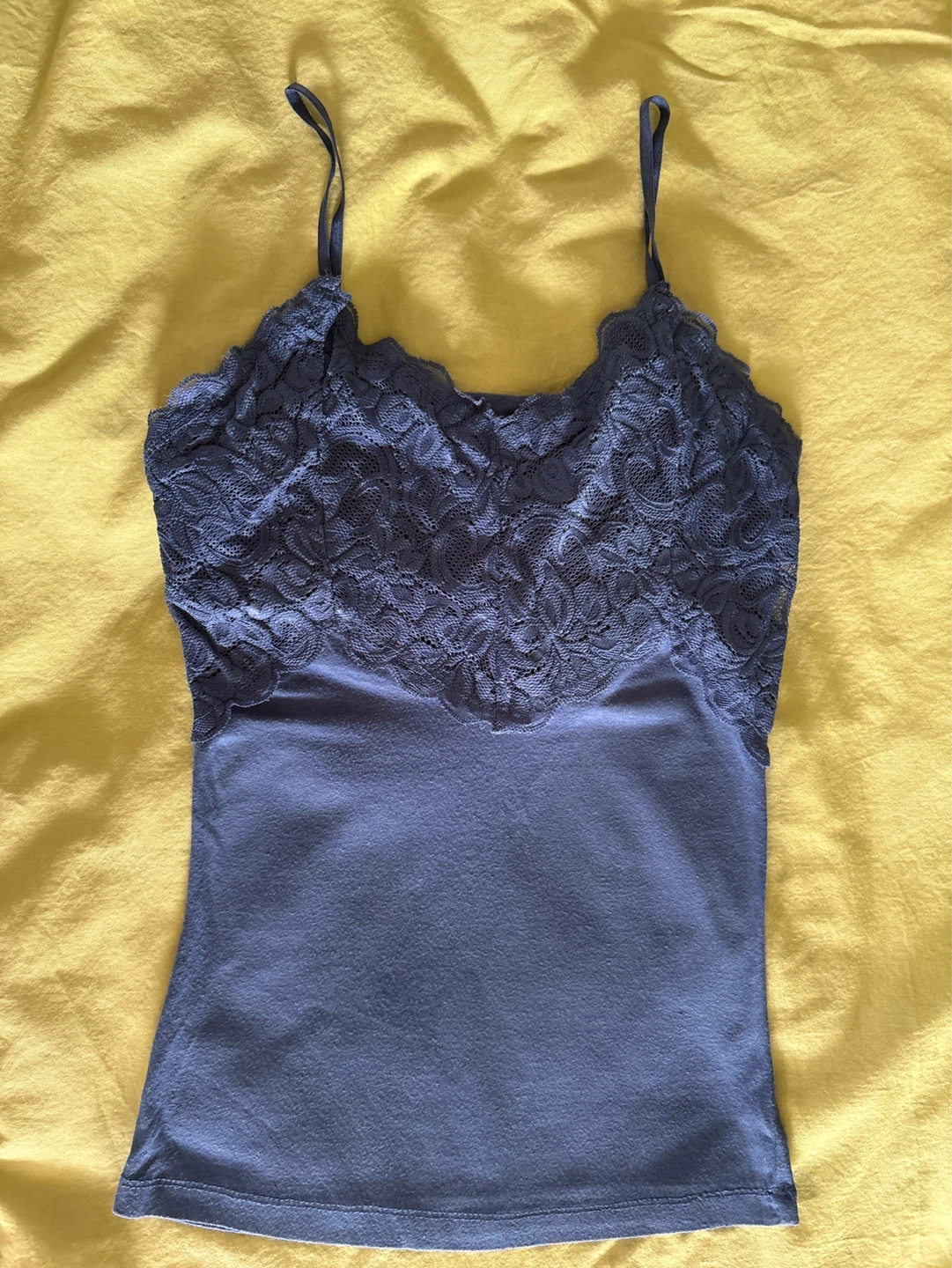 Blue Lace Trim Cami Tank Top