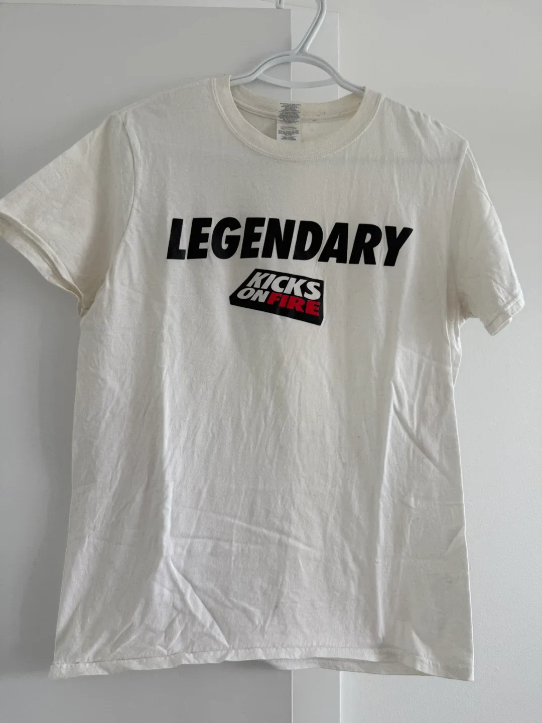 White Legendary Kicks On Fire T-Shirt - Size Medium