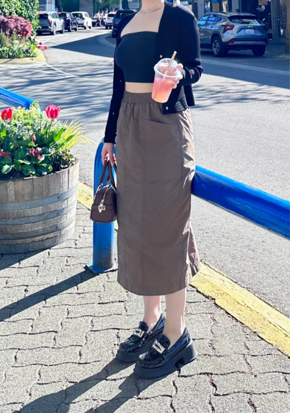 Brown A-line Midi Skirt - photo 3