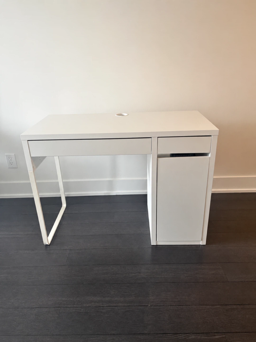 White Desk with Drawer and Cabinet