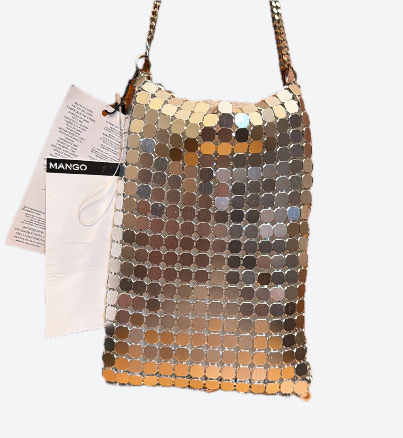 MANGO Silver Mesh Shoulder Bag (NEW)
