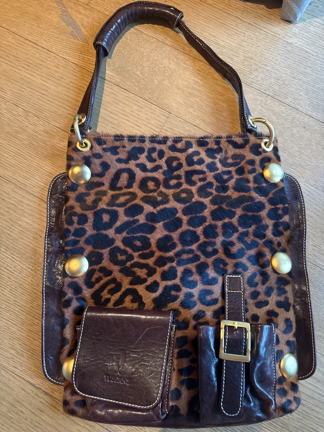 Tuscan's Leopard Print & Leather Shoulder Bag