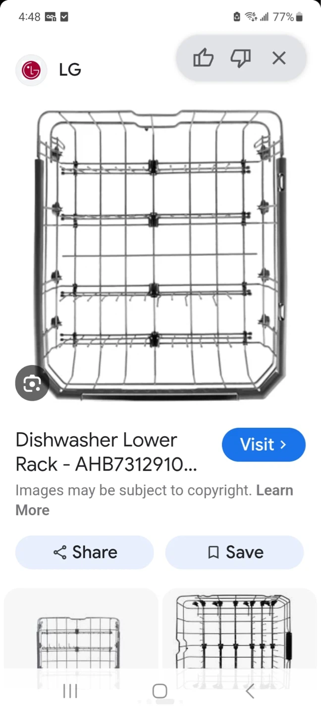 LG Dishwasher Lower Rack AHB73129105