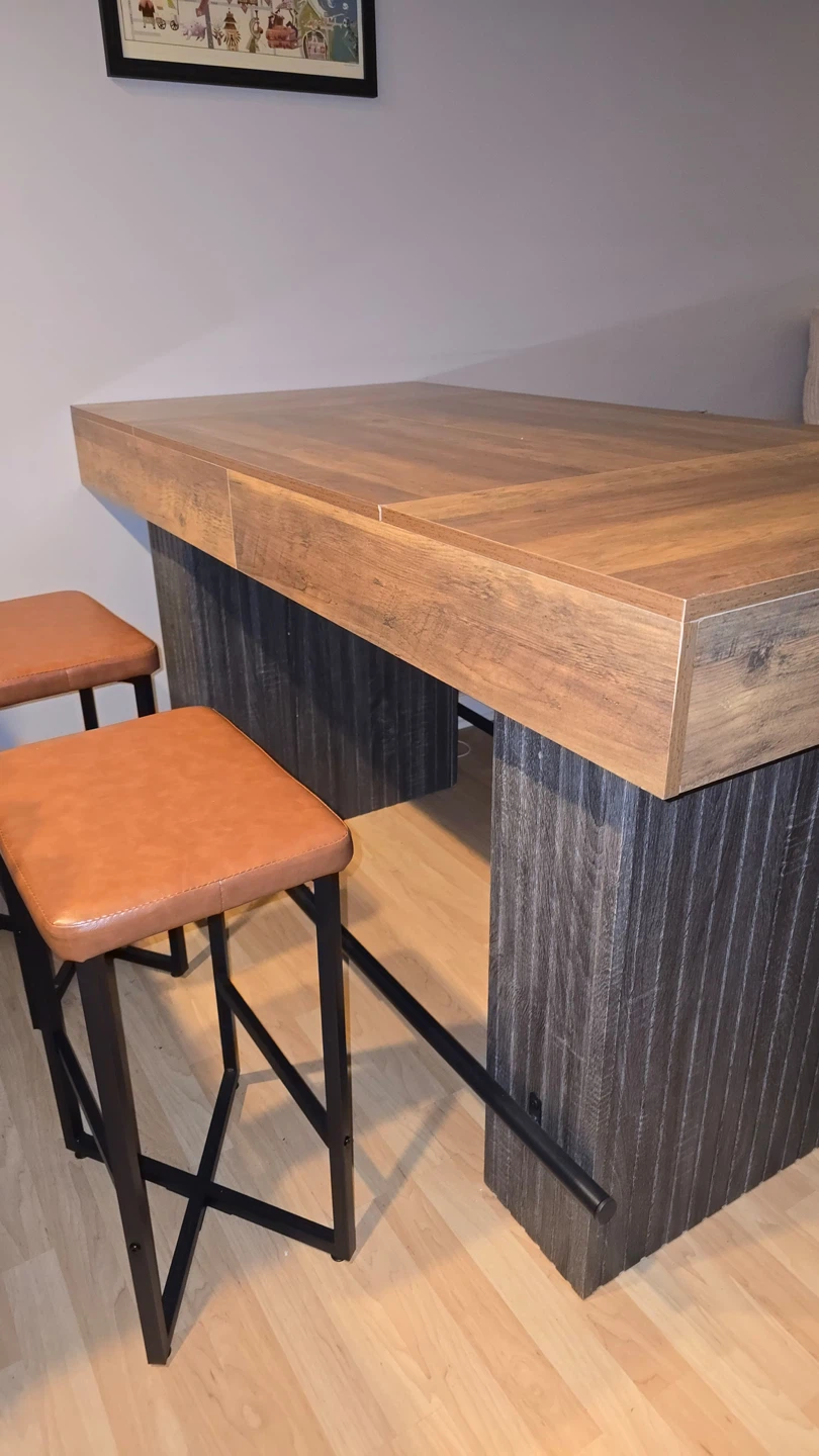 Extendable Dining Table and 2 Stools Set - photo 2