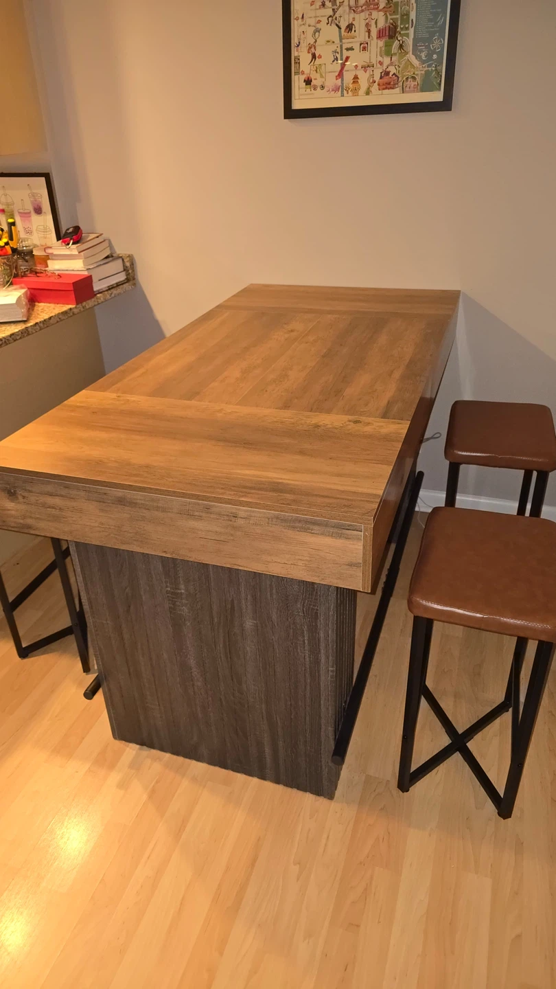 Extendable Dining Table and 2 Stools Set