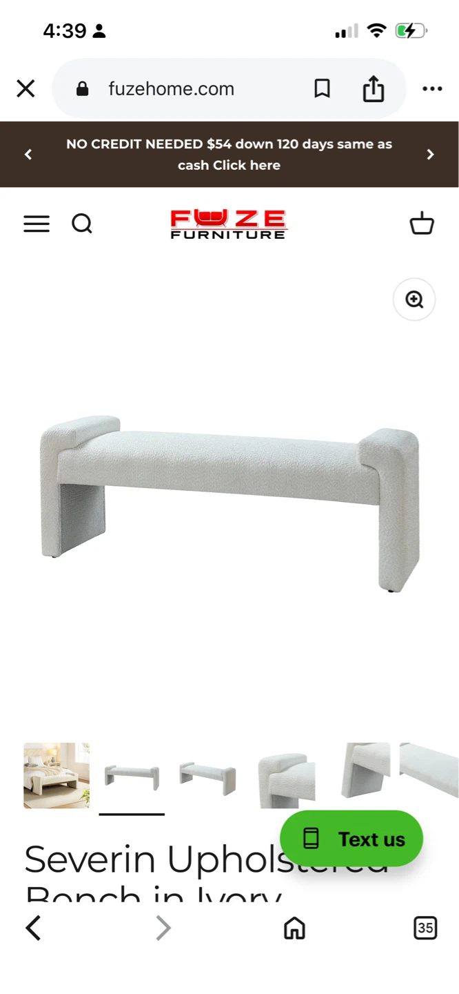 New Severin Upholstered Bench in Ivory - photo 2