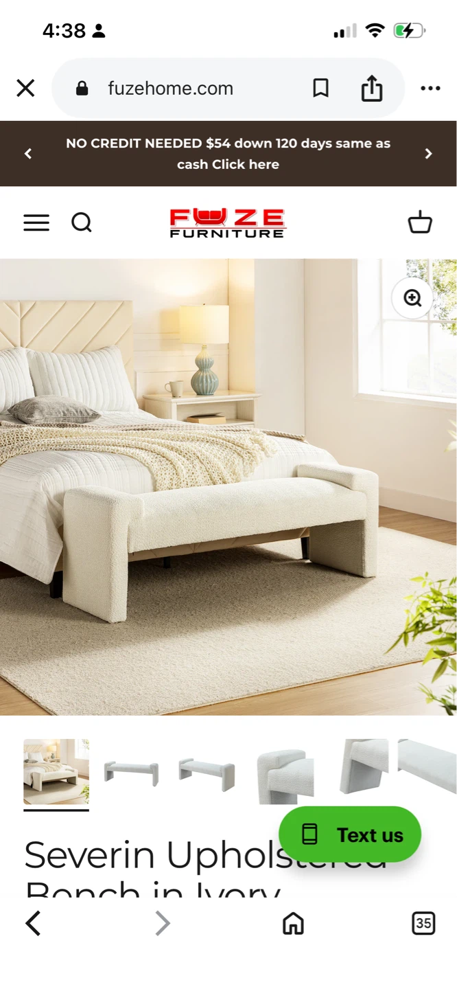 New Severin Upholstered Bench in Ivory