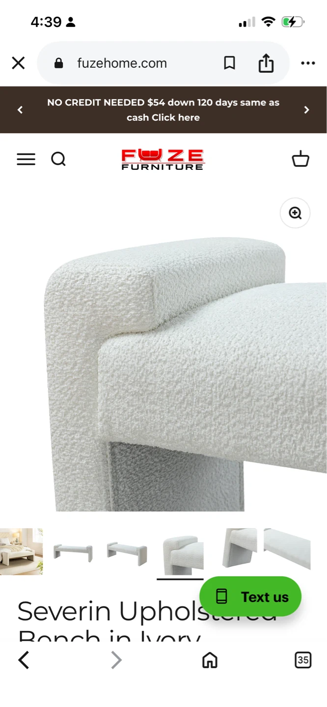 New Severin Upholstered Bench in Ivory - photo 4