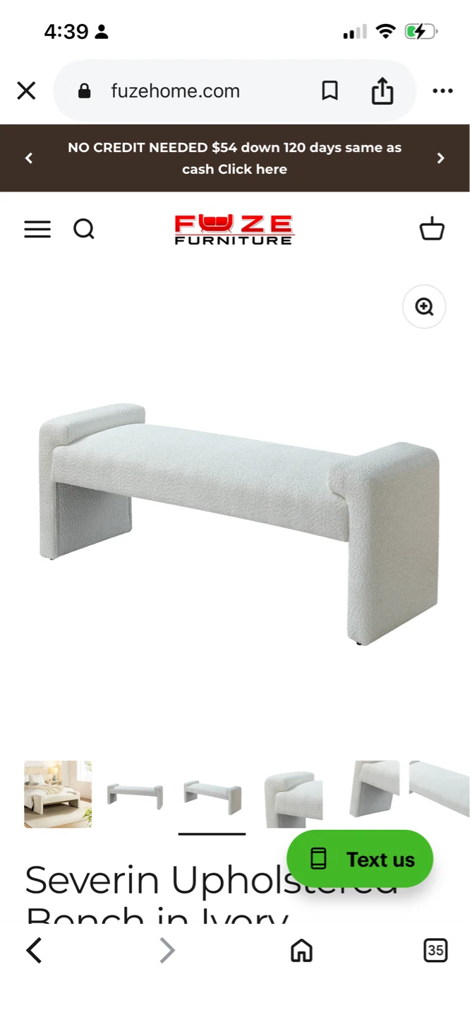 New Severin Upholstered Bench in Ivory - photo 3