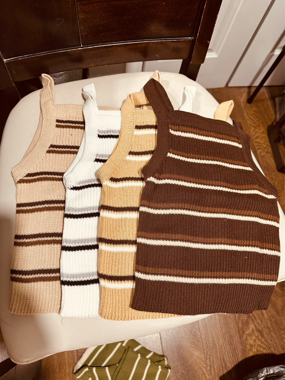 Striped Knit Tank Tops - Set of 4