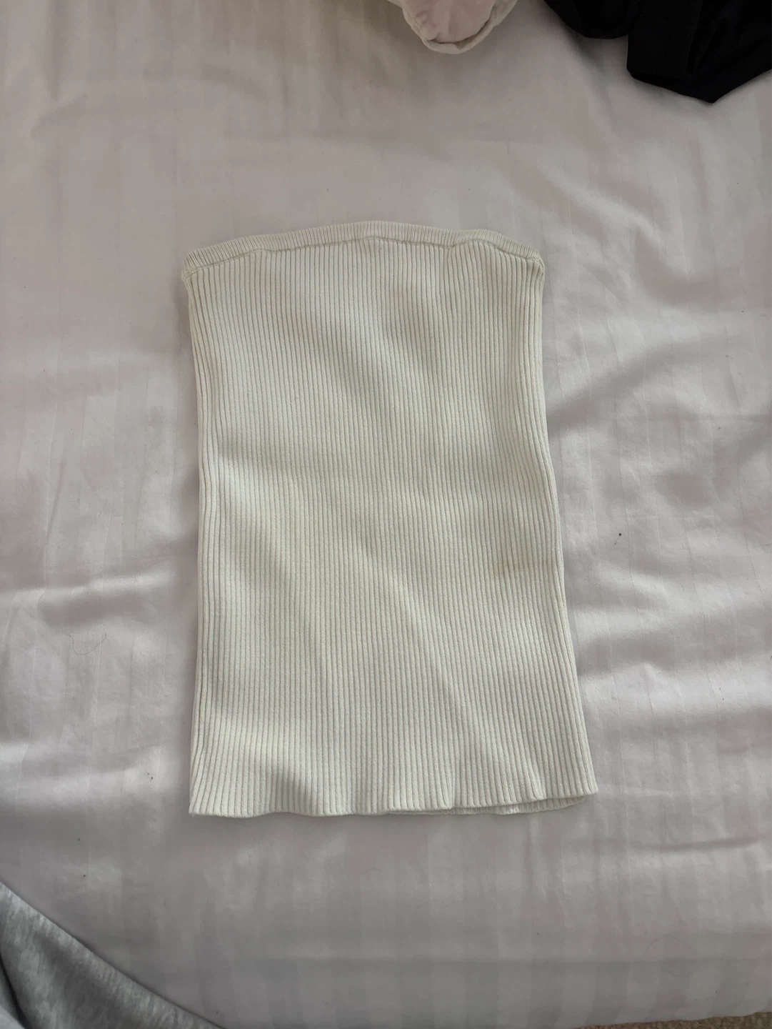 White Ribbed Tube Top