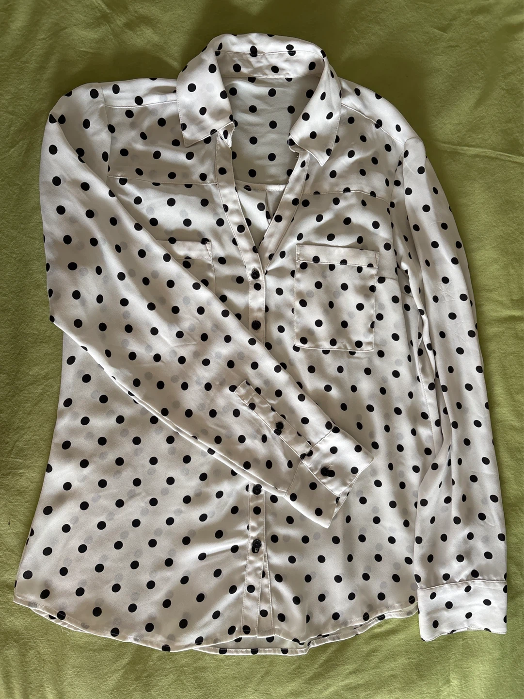 White and Black Polka Dot Blouse