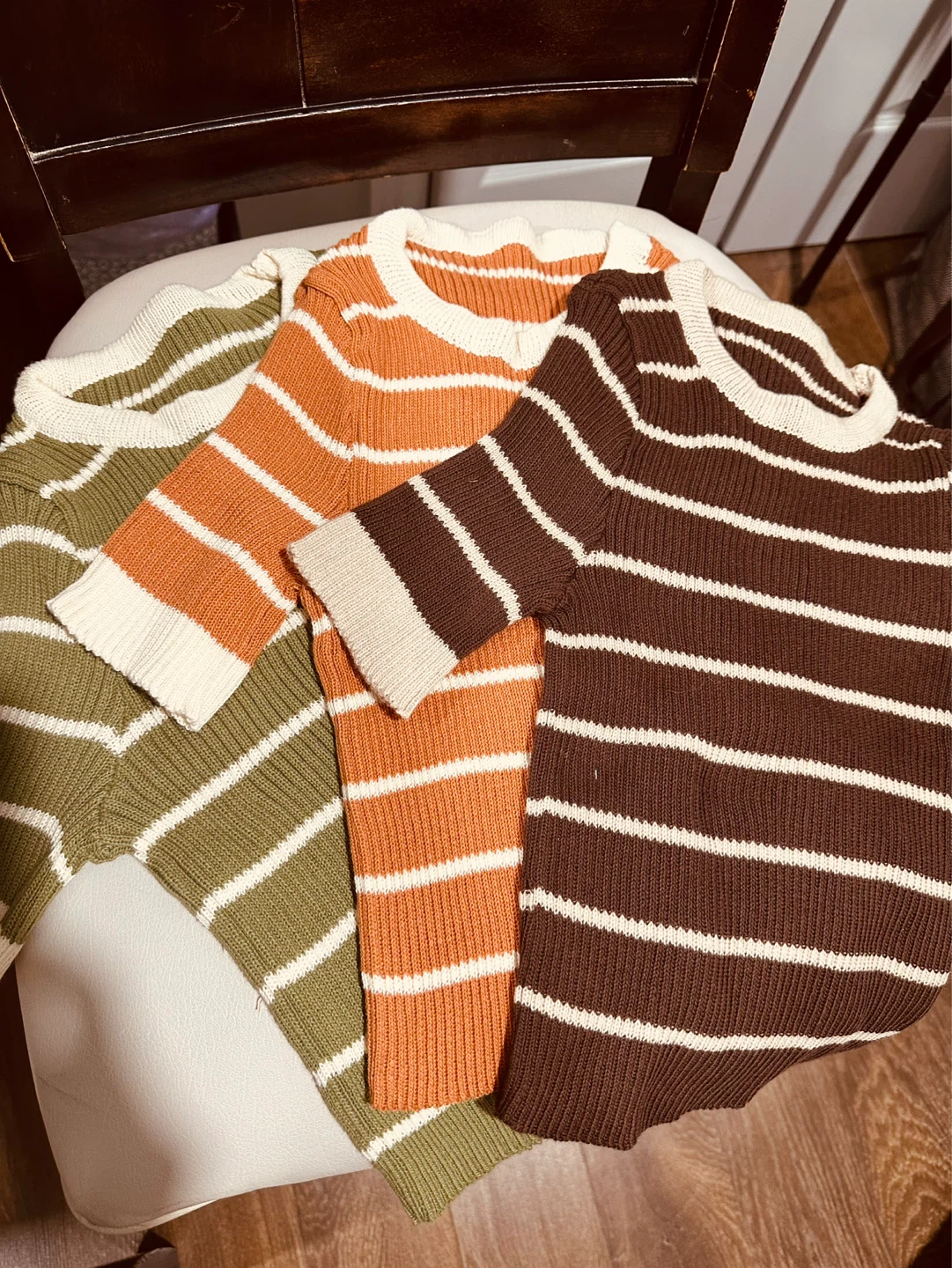 Striped Knit Rompers - Set of 3 - photo 2