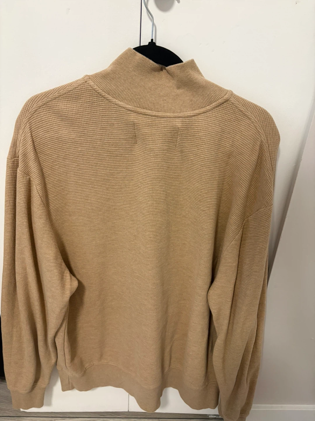 Calvin Klein Jeans Beige Waffle Knit 1/4 Zip Sweater - Medium - photo 5