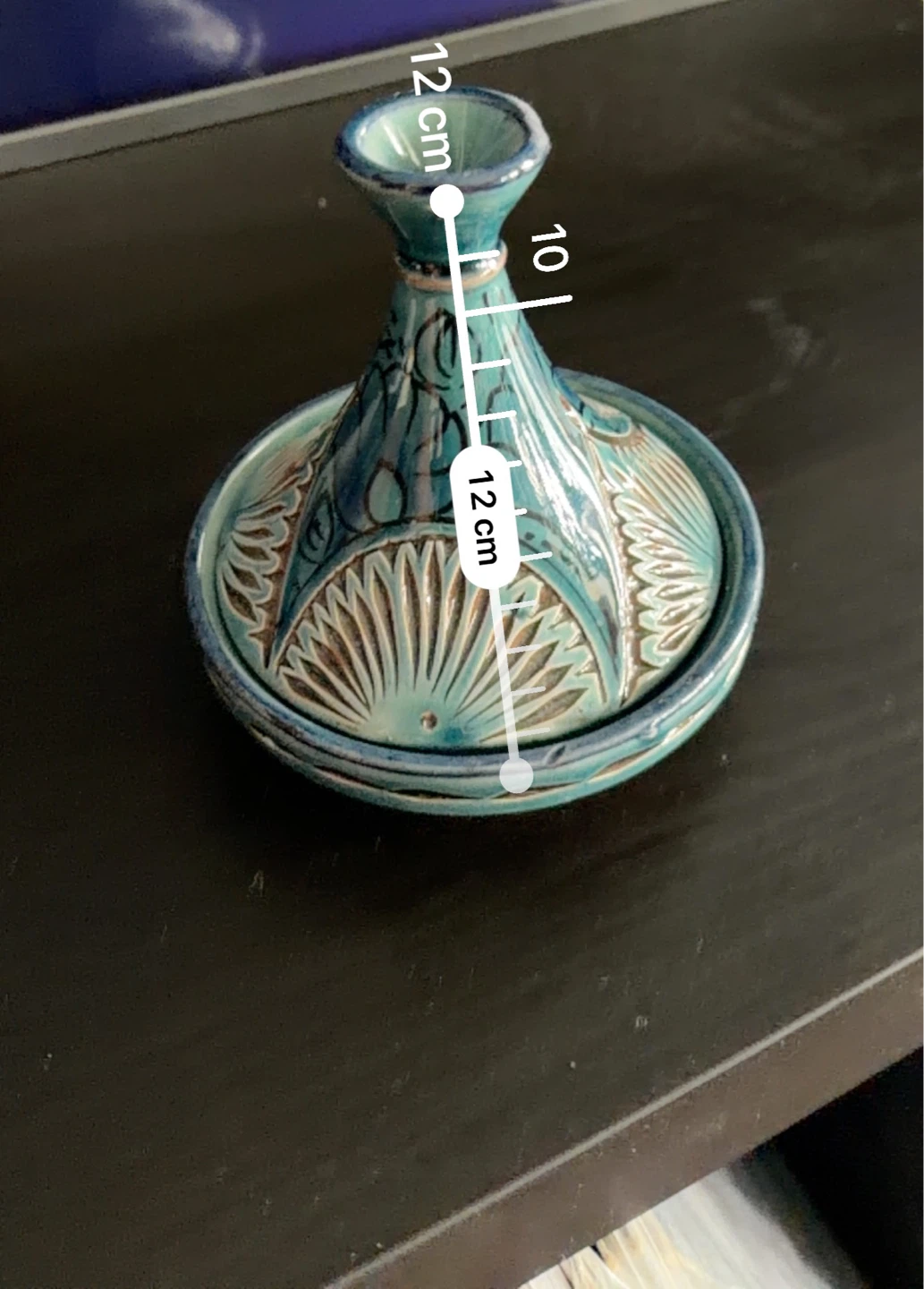 Small Blue Ceramic Dish with Lid with Decorative Design - photo 4