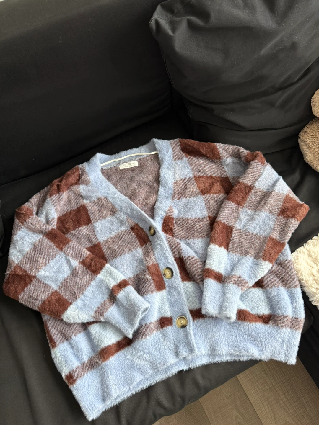 Sixty-Eight Plaid Fuzzy Cardigan - photo 4