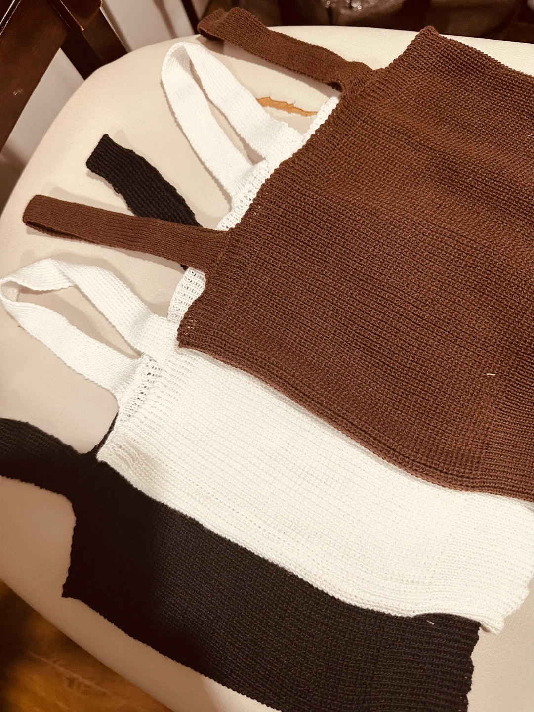 Knit Tank Tops - Brown, White, Black - photo 2