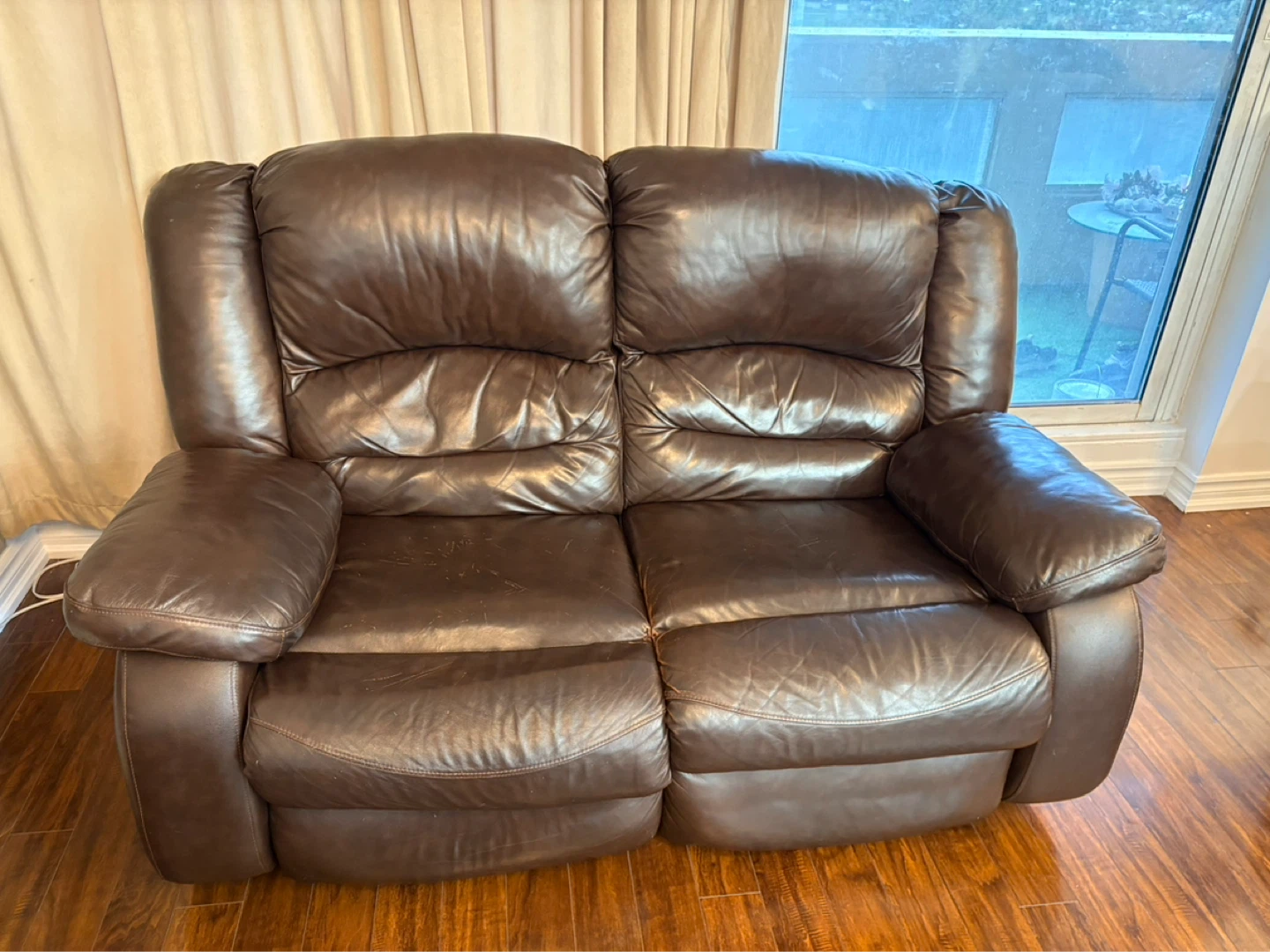 Brown Leather Reclining Sofa and Loveseat Set - photo 4